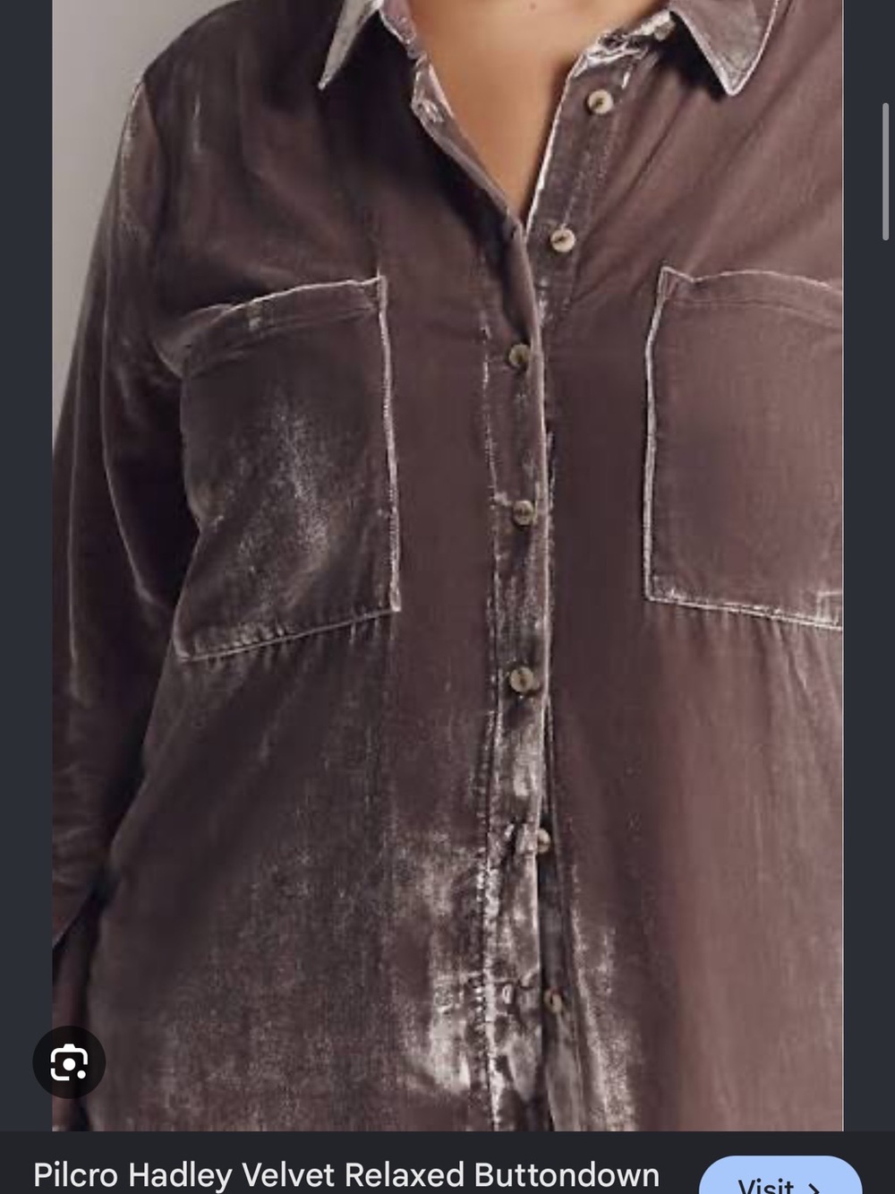 Pilcro Hadley Relaxed Fit Velvet Button-Down Shirt - Mauve - Picture 9 of 9